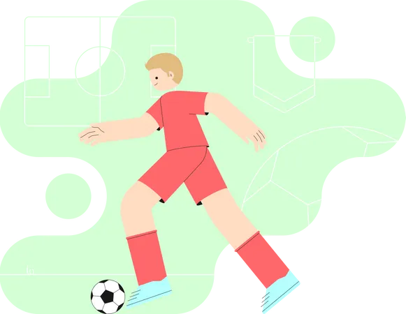 Boy Kicking Football  Illustration