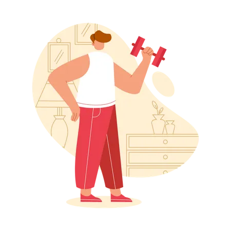 Boy lifting dumbell  Illustration