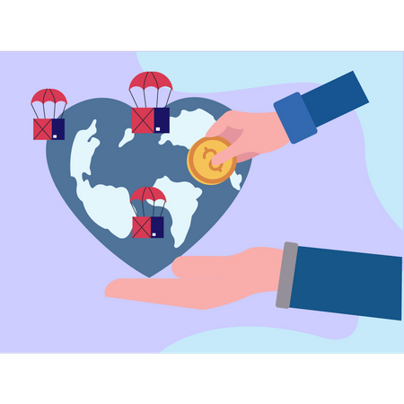 Boy Making Global Donations  Illustration