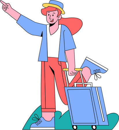 Boy on travel expedition  Illustration