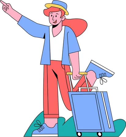 Boy on travel expedition  Illustration