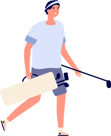 Boy player with golf stick  Illustration