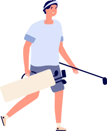 Boy player with golf stick  Illustration