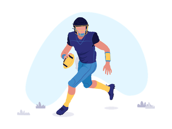 Boy playing american foot ball  イラスト