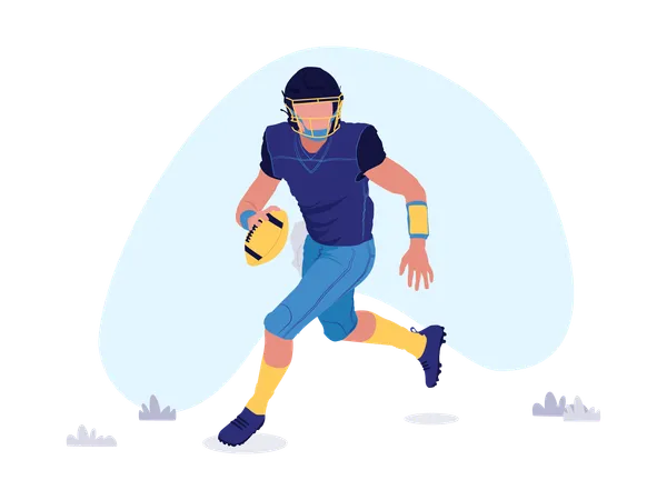 Boy playing american foot ball  イラスト