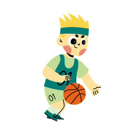 Boy Playing Basketball  Illustration