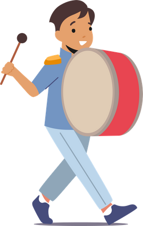 Boy playing drum  イラスト