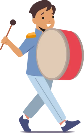 Boy playing drum  イラスト