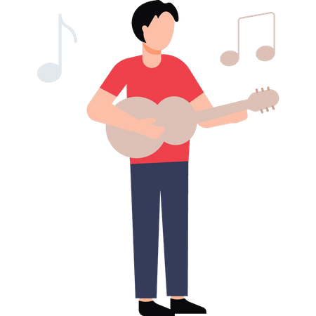 Boy playing guitar  Illustration