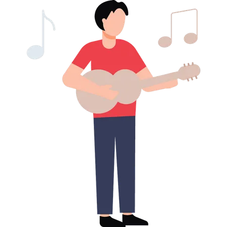 Boy playing guitar  Illustration