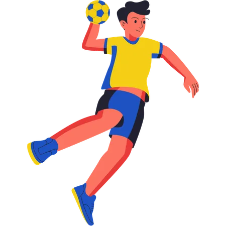 Boy playing hand ball  Illustration