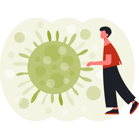 Boy pointing at the virus  Illustration