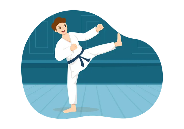 Boy practice karate  イラスト