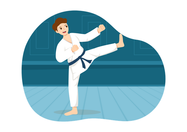 Boy practice karate  Illustration