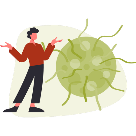 Boy presenting bacterium virus  Illustration