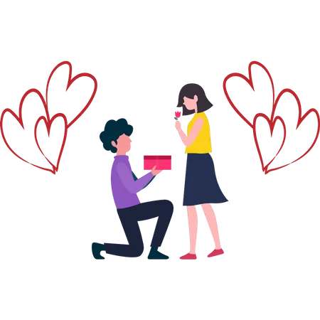 Boy proposed to girl on Valentine's Day  Illustration