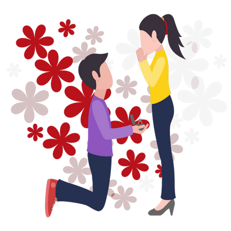 Boy proposed to girl on Valentine's Day  Illustration