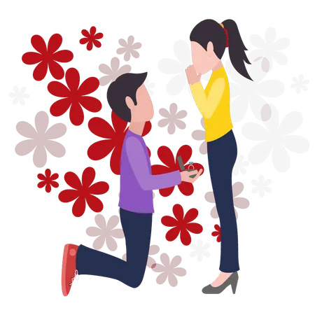 Boy proposed to girl on Valentine's Day  Illustration