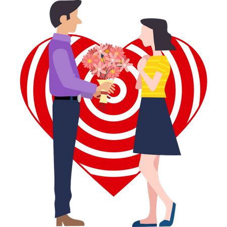 Boy proposed to the girl on Valentine's Day  Illustration