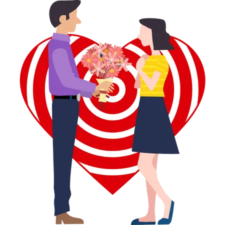 Boy proposed to the girl on Valentine's Day  Illustration