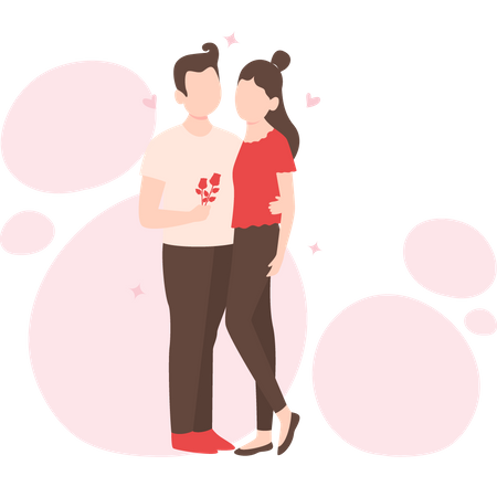 Boy proposing girl by giving flower  Illustration