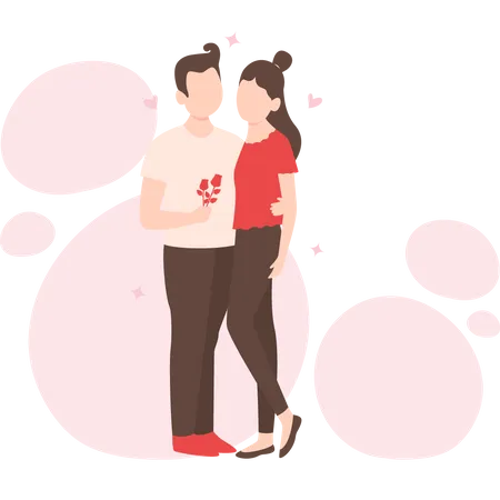 Boy proposing girl by giving flower  Illustration