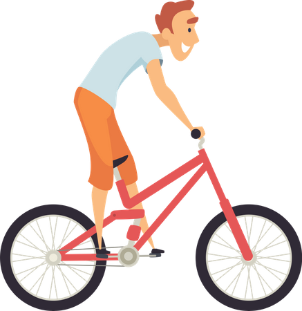 Boy riding bicycle  イラスト