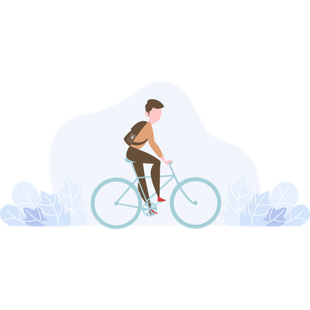 Boy riding bicycle  Illustration