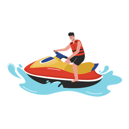 Boy Riding Jetski  일러스트레이션