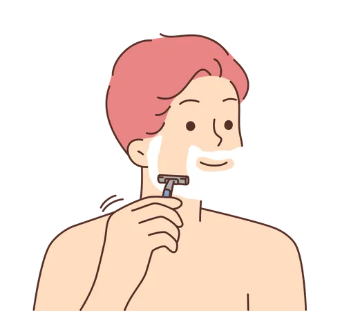 Boy shaving  Illustration