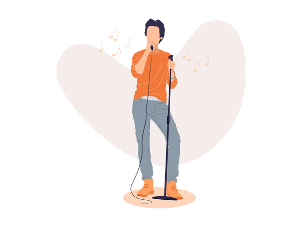 Boy singing song  Illustration