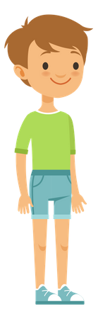 Boy standing while wearing tshirt and shorts  Illustration