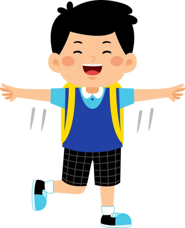 Boy student going to school  Illustration