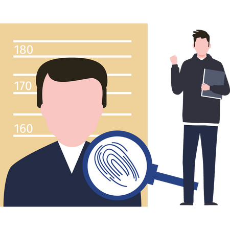 Boy taking criminal fingerprints  イラスト