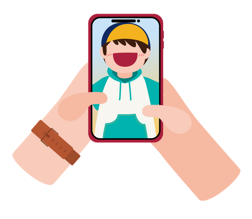 Boy taking selfie  Illustration