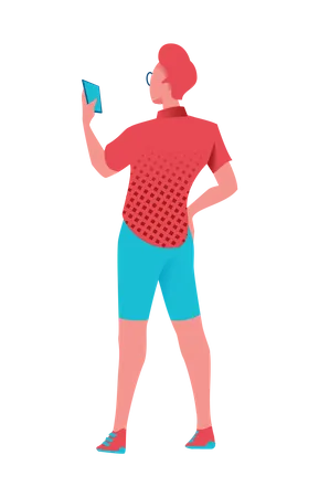 Boy texting on smartphone  Illustration