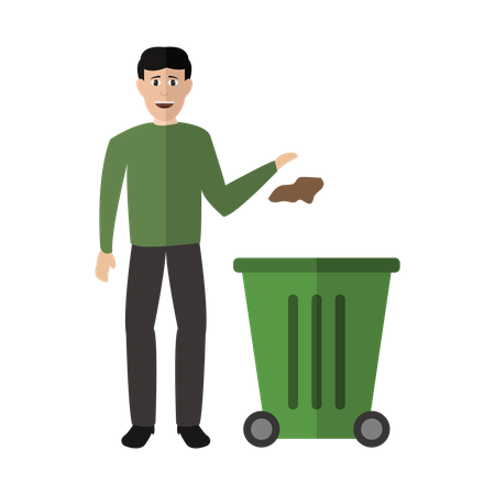 Boy throwing garbage  Illustration