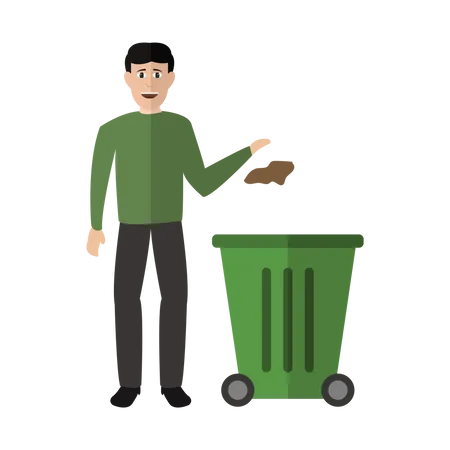 Boy throwing garbage  Illustration