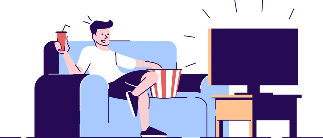 Boy watching TV  Illustration