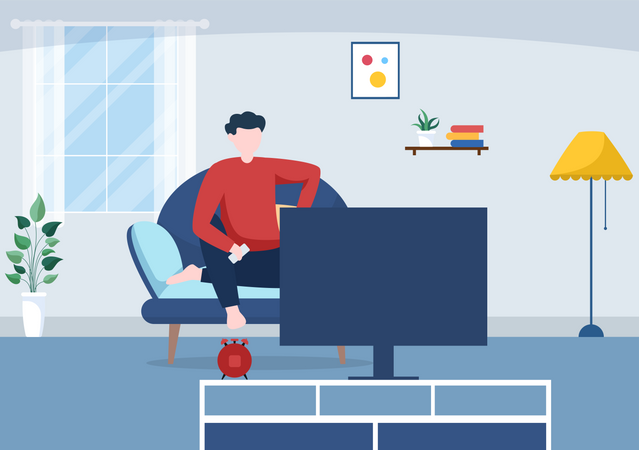 Boy watching tv  Illustration