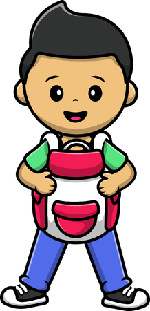 Boy Wearing Backpack  Illustration