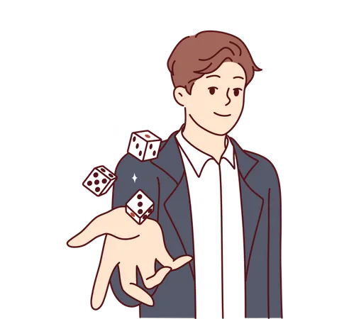 Boy with dice  일러스트레이션