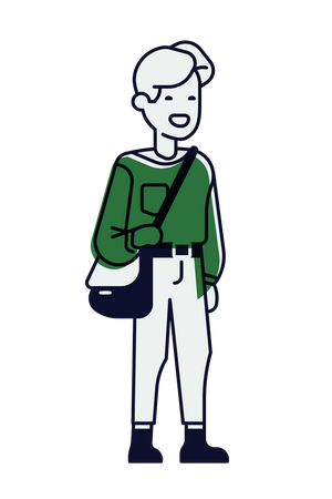 Boy with shoulder onside bag  Illustration