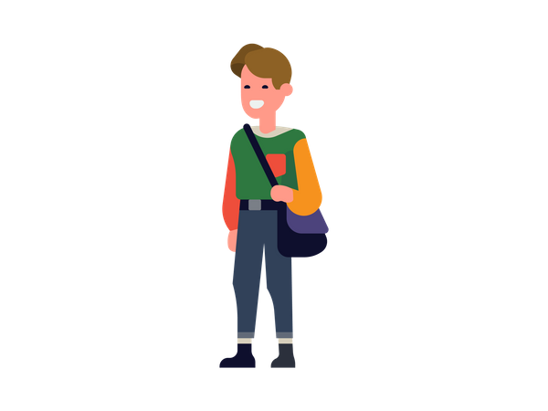 Boy with shoulder onside bag  Illustration