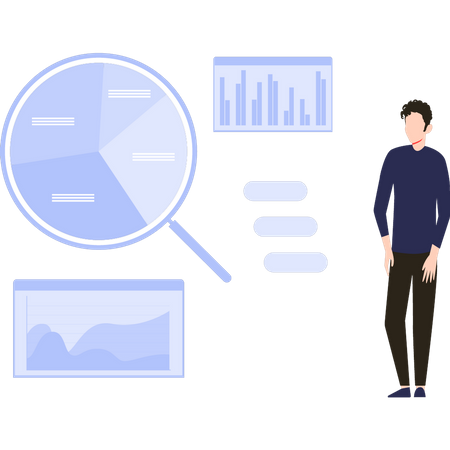 Boy working on chart graph  イラスト