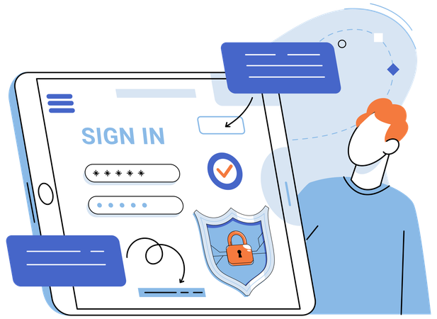 Boy working on user sign in  Illustration