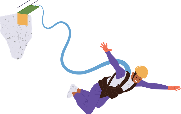 Brave sportsman bungee jumping  Illustration