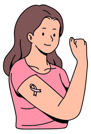 Breast Cancer Fighter Strong Woman  Illustration