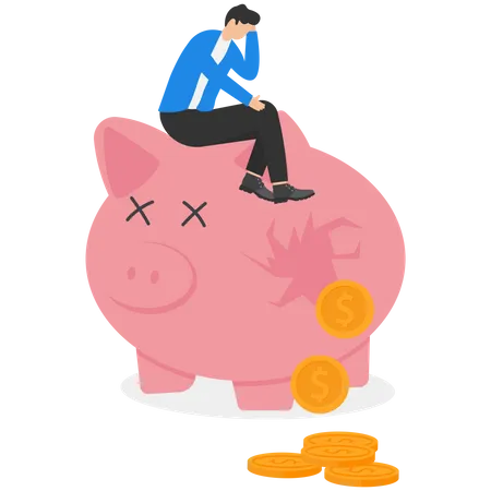 Broken piggy bank  Illustration