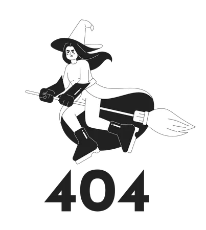 Error 404 de brujería en blanco y negro  Ilustración